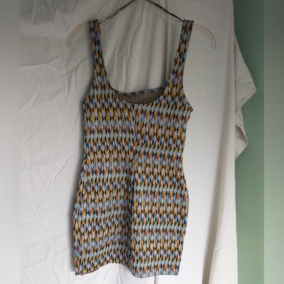 Women's blue, brown, black, tan printed Zara dress - Picture 10 of 11